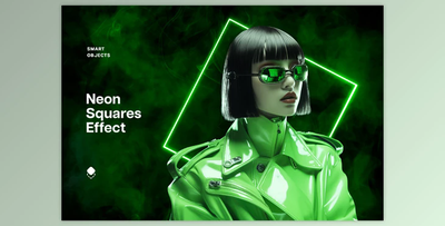 Green Neon Squares Effect - 92006884