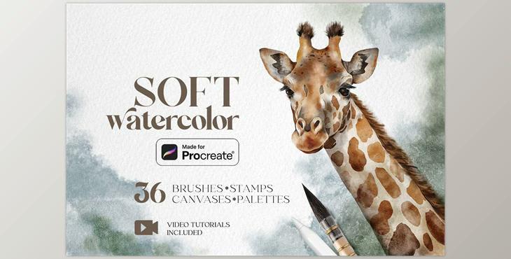 Soft watercolor Procreate brushes CreativeMarket 6236936