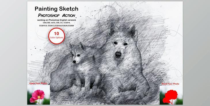 Painting Sketch Photoshop Action CreativeMarket-5611943