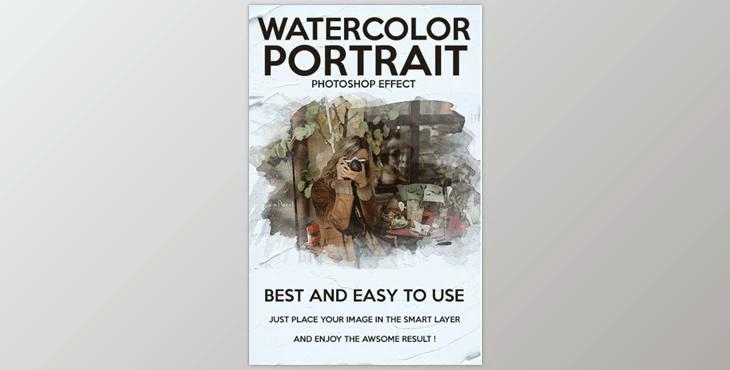 Watercolor Portrait Photoshop Effect GraphicRiver-30045297 (PSD, ABR)