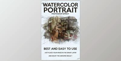 Watercolor Portrait Photoshop Effect GraphicRiver-30045297 (PSD, ABR)