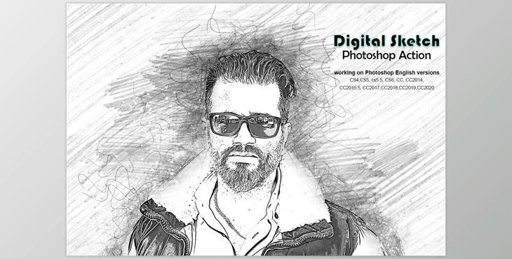 Digital Sketch Photoshop Action CreativeMarket-5218660