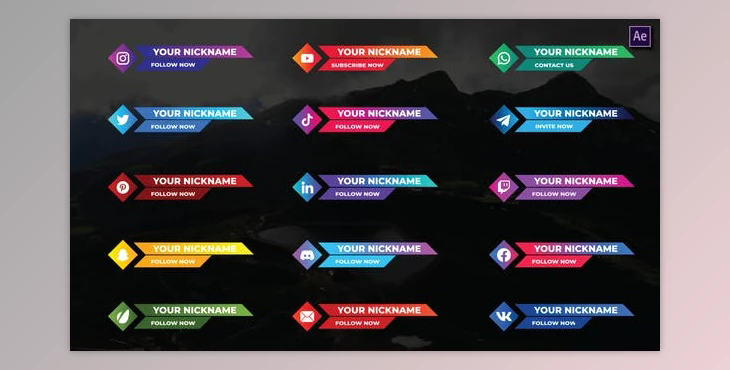 Colorful Social Media Lower Thirds (Videohive 40069925) - AE Project