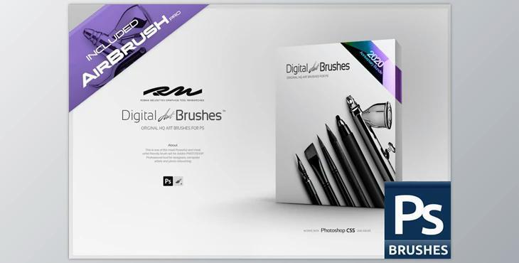 RM Digital Art Brushes EE for PS CreativeMarket-5567663 (PSD, JPG, ABR, TPL, ASL, ATN, ACO, GRD)