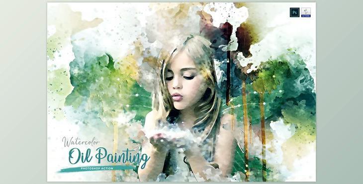 Watercolor Oil Painting – PS Action Creative Market - 7090408