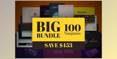 100 Business Card Template Bundle CreativeMarket-5910107 (PSD)