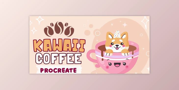 Puppuccino Morning: Drawing Cute Kawaii Coffee with a Dog Pal in Procreate