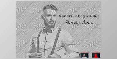 Security Engraving Photoshop Action CreativeMarket - 10301276