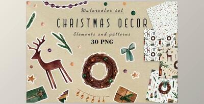 Watercolor Clipart Christmas Decor Creativemarket - 6702525