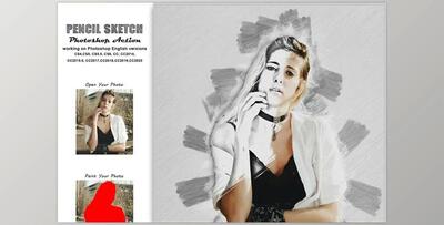 Pencil Sketch Photoshop Action Vl-2 CreativeMarket-5454321 (PAT, ABR, ATN)