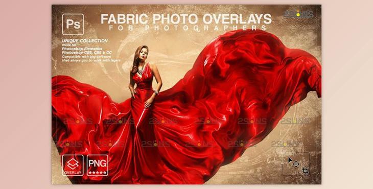 Flying Fabric Photoshop Overlays Waving Creativemarket - 10956651