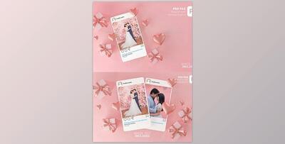 Instagram Post Mockup Template Valentine Wedding Love Heart Shape and Gift Box 3D Rendering GraphicRiver-30090323 (PSD)