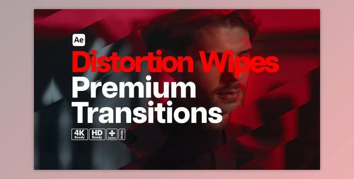 Premium Transitions Distortion Wipes (Videohive 55133631) - AE Project