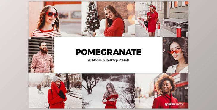 20 Pomegranate Lightroom Presets & LUTs CreativeMarket-5994869 (XMP, DNG, PNG)