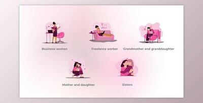 Female Family – Flat Female Elements Concept (Videohive 48039289) - AE Project