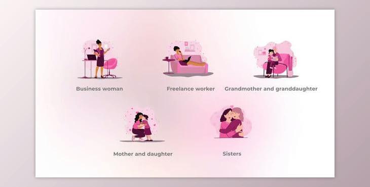 Female Family – Flat Female Elements Concept (Videohive 48039289) - AE Project