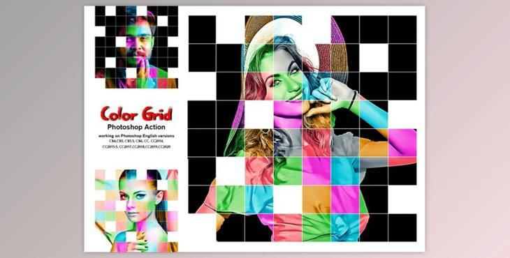 Color Grid Photoshop Action By Studio Retouch (ATN)