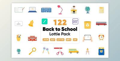 Back to School Lottie Elements (Videohive 47534651) - AE Project