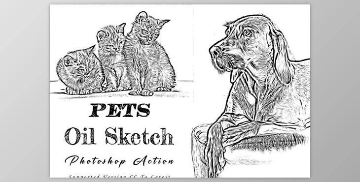 Pets Oil Sketch Photoshop Action