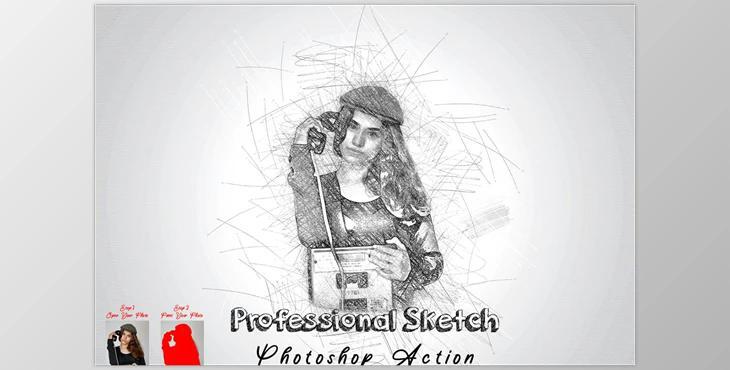 Professional Sketch Photoshop Action CreativeMarket - 7513772