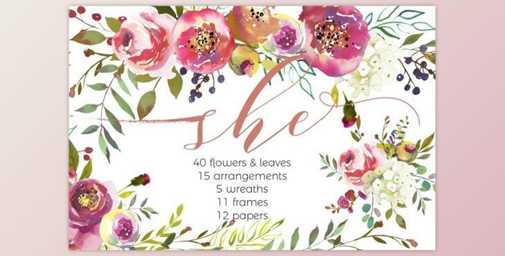 Peach Peonies Watercolor Flowers Set By whiteheartdesign (PNG)
