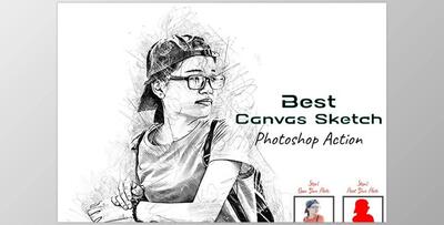 Best Canvas Sketch Photoshop Action CreativeMarket - 7199172